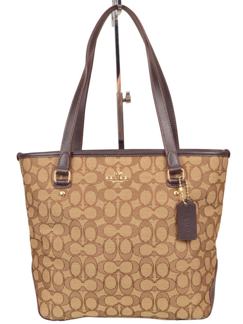 NEW! With Tag! Authentic COACH F58282 Signature Khaki Brown Zip Tote